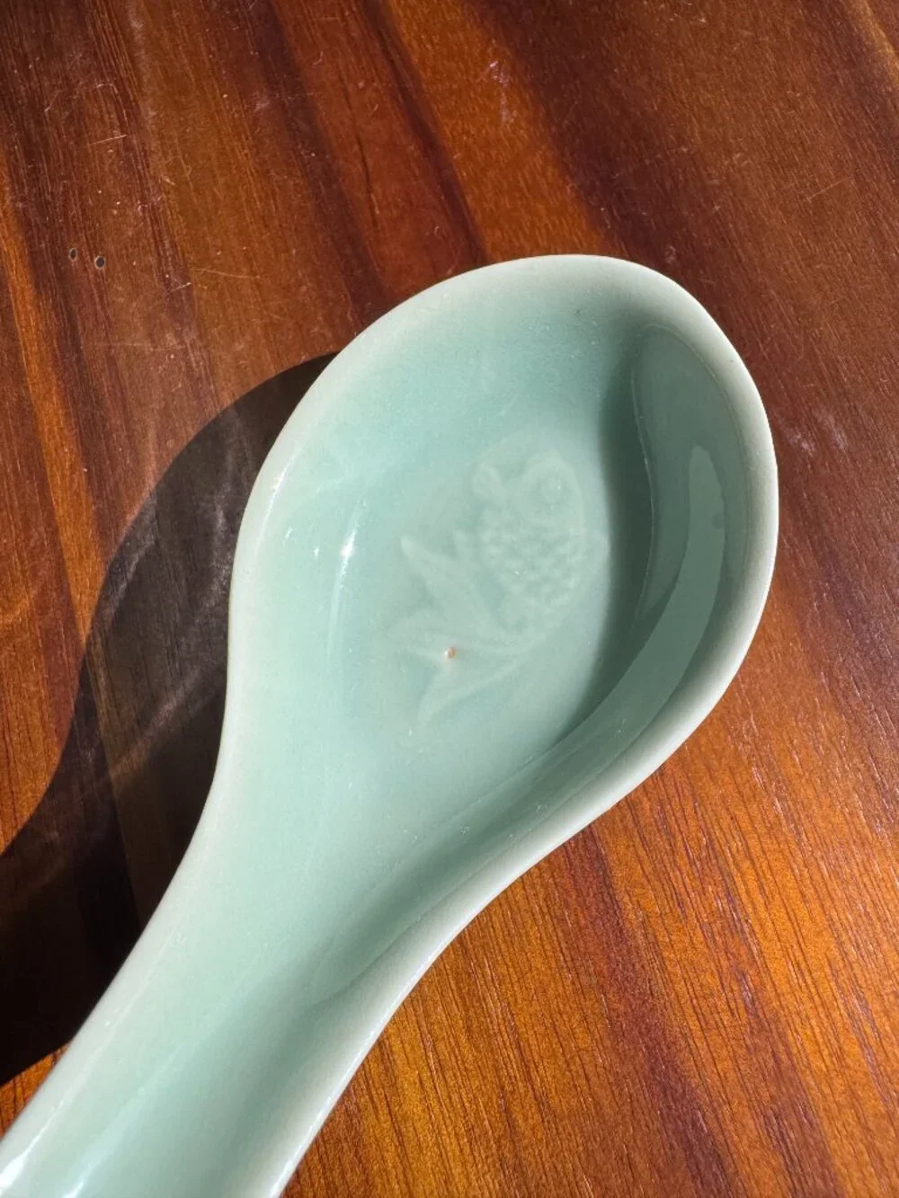 Vintage Longquan Celadon Koi Fish Bowl Green Porcelain Rice Soup Bowl with Spoon